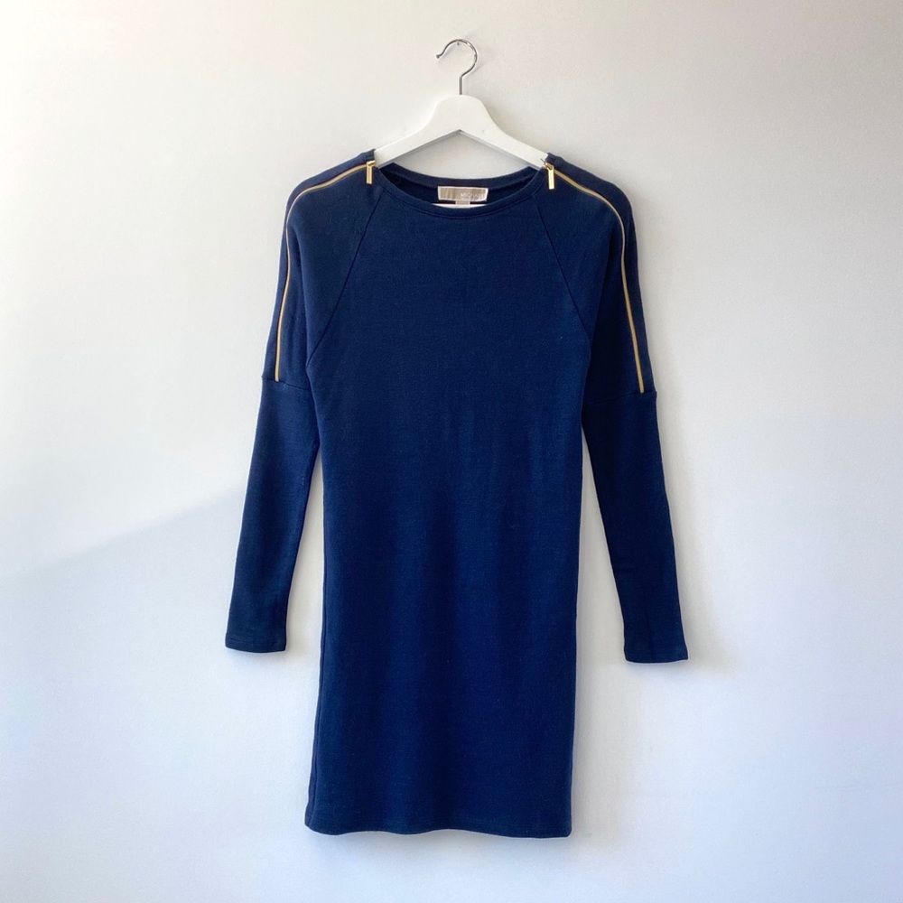 Michael Kors Blue Zip Shoulder Dress